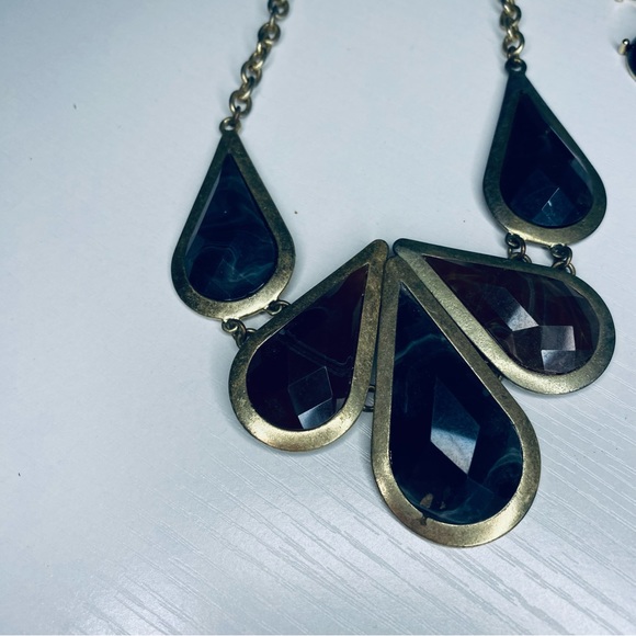 Charming Charlie Women's Gold, Purple & Blue Statement Necklace Trio Set Jewelry - Picture 2 of 12